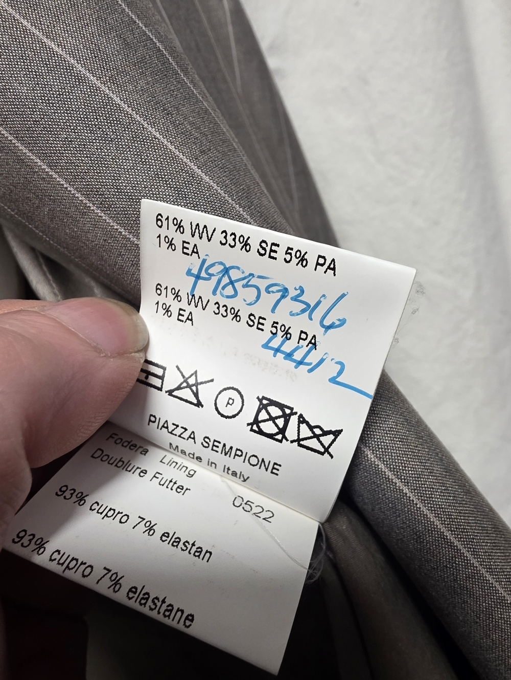 Piazza Sempione Gray Pinstripe Wool Silk Blazer Jacket IT 48 US 12 Made in Italy - Picture 5 of 8